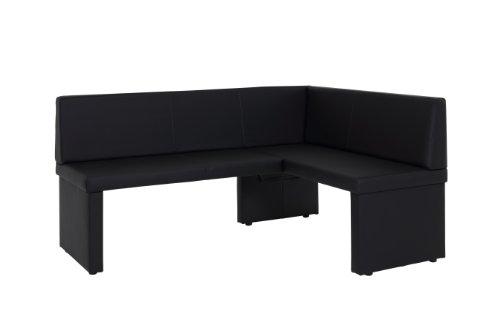 Eckbank Taina LEB, Kunstleder Schwarz, Gestell aus Holz, langer Schenkel links, 168 x128 x 84cm von Apollo