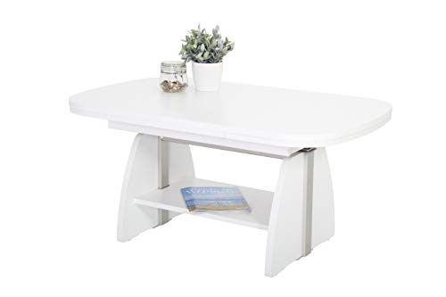 Hela Tische, Funktionscouchtisch Colin, Holzwerkstoff melaminbeschichtet, Dekor Weiß, Ablageboden, ausziehbar 107-156, höchenverstellbar mit Lift 53-69cm Hela Tische, Funktionscouchtisch Colin, Holzwerkstoff melaminbeschichtet, Dekor Weiß, Ablageboden, ausziehbar 107-156, höchenverstellbar mit Lift 53-69cm von Hela Tische