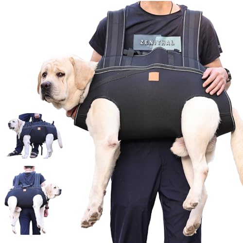 Hundegeschirr-Rucksack für große Hunde, Ganzkörper-Hundetrage mit Griff, Rehabilitationsträger für Treppen/Autos, alte Gelenkverletzungen, Arthritis, Unterstützung der Hinterbeine, bis zu 37,6 kg – von Apominton