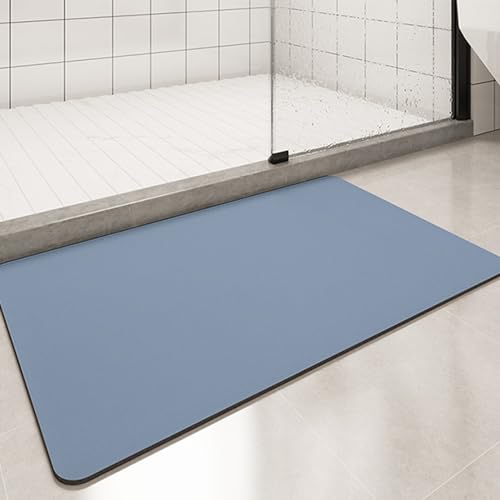 Apomkjoe Badematte rutschfest, Super Saugfähige Bodenmatte, Schnell Trocknende Badezimmermatten, Saugfähige Badezimmerteppich Für Zuhause, Einfache Badezimmer-Fußmatte (Blau, 60 x 40 cm) von Apomkjoe