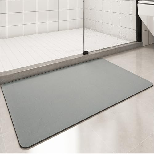 Apomkjoe Badematte rutschfest, Super Saugfähige Bodenmatte, Schnell Trocknende Badezimmermatten, Saugfähige Badezimmerteppich Für Zuhause, Einfache Badezimmer-Fußmatte (Dunkelgrau, 80 x 50 cm) von Apomkjoe