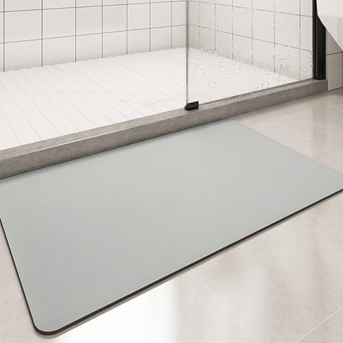 Apomkjoe Badematte rutschfest, Super Saugfähige Bodenmatte, Schnell Trocknende Badezimmermatten, Saugfähige Badezimmerteppich Für Zuhause, Einfache Badezimmer-Fußmatte (Hellgrau, 60 x 40 cm) von Apomkjoe