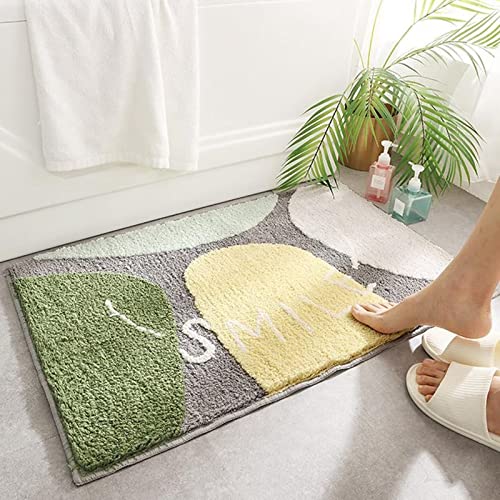 Badematten-Teppiche, super saugfähige Bodenmatte, wasserabsorbierend und schnell trocknend, rutschfester Teppich für die Badezimmer-Eingangstür, weich und bequem (40*60cm, 4-farbiger Stein) von Apomkjoe