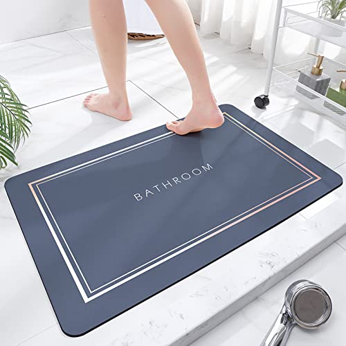 Super saugfähige Bodenmatte, schnell trocknende Badezimmermatten, saugfähige Badematten für Zuhause, rutschfeste Gummiböden, leicht zu reinigen, einfache Badezimmer-Fußmatte (Blau, 40*60 cm) von Apomkjoe