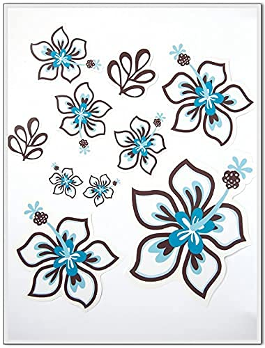 Aufkleber Set Hibiskus Blüten Hawaii Auto (Hibiskus türkis) von Apona