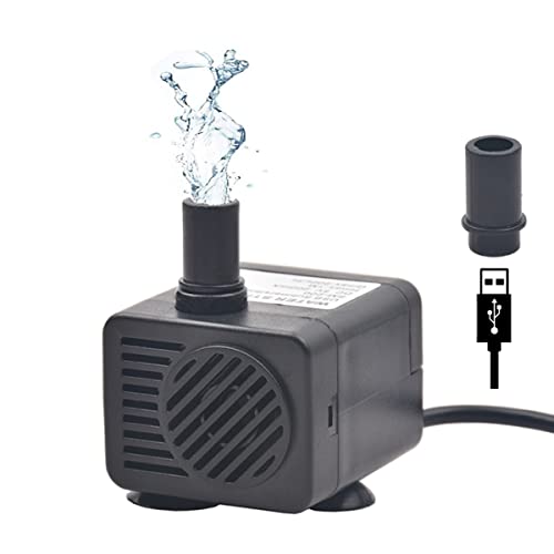 Apore Mini Wasserpumpe Aquarium Pumpe Tauchpumpe Teichpumpe Wasserspielpumpe Submersible Pumpe für Aquarium, Gartenteich Springbrunnen (1W 200L/H USB) von Apore