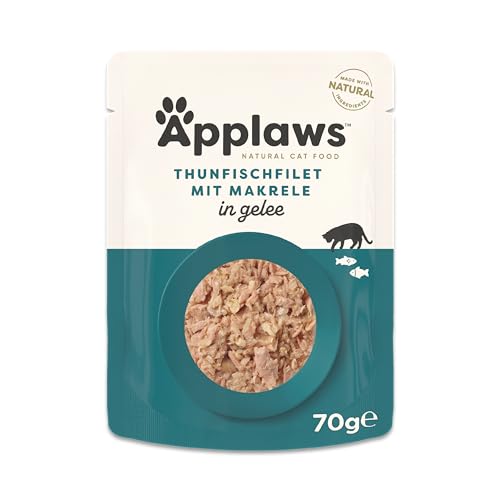 Applaws Premium Natural Katzenfutter Nass, Thunfisch mit Makrele in Gelee 70g Beutel (16x70g) Applaws Premium Natural Katzenfutter Nass, Thunfisch mit Makrele in Gelee 70g Beutel (16x70g) von Applaws