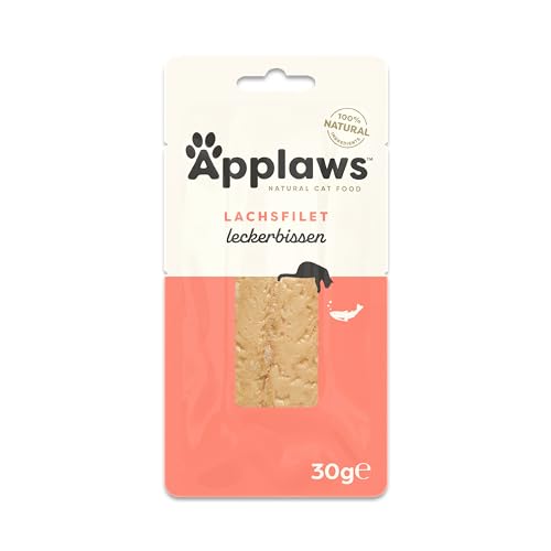 Applaws Natural Cat Treats, Ganzer Lachs Loin Katzensnack, 30g Beutel (Packung mit 12 Stück) von Applaws