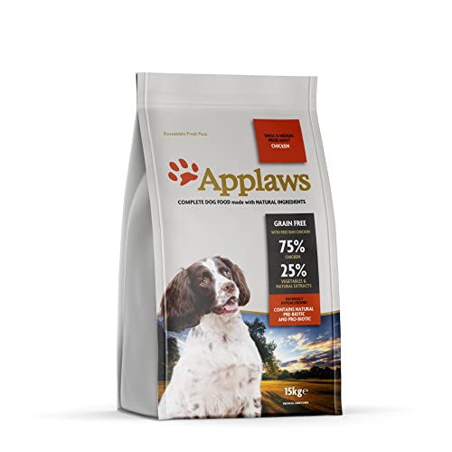 Applaws Natural Grain Free Dry Dog Food Huhn Geschmack für kleine und mittlere erwachsene Hunde 15kg Tasche von Applaws
