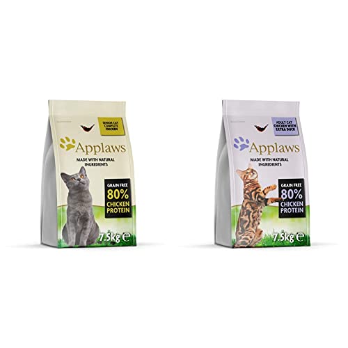 Applaws Komplette natürliche und Getreide frei trockene Katze Essen, Huhn für ältere Katzen, 7,5 kg Tasche & Complete Dry Food, Adult Cat, Grain Free Chicken with Extra Duck, 7.5kg (Pack of 1) von Applaws