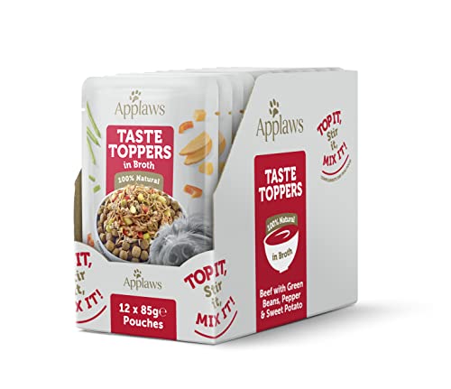 Applaws Taste Toppers 100% natürliche Wet Hundefutter Topper, getreidefreies Rindfleisch mit Gemüse in Brühe 85g Beutel (12 x 85g Beutel) von Applaws