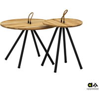 Apple Bee Elle Kaffeetisch 2er Set Aluminium/Teak von Apple Bee