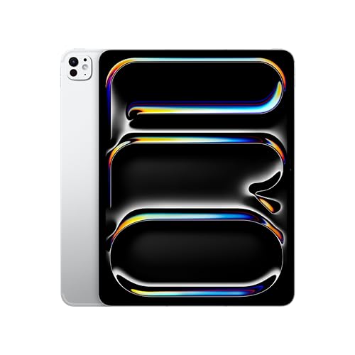 Apple 13" iPad Pro (M4): Ultra Retina XDR Display, 512 GB, 12 MP Querformat Frontkamera/12 MP Rückkamera, LiDAR Scanner, WLAN 6E und 5G Mobilfunk mit eSIM, Face ID, Standardglas – Silber von Apple