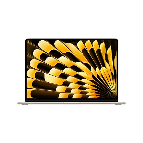 Apple 2024 15" MacBook Air Laptop mit M3 Chip: 15,3" Liquid Retina Display, 8 GB gemeinsamer Arbeitsspeicher, 256 GB SSD Speicher, beleuchtete Tastatur, 1080p FaceTime HD Kamera, Touch ID, Polarstern von Apple