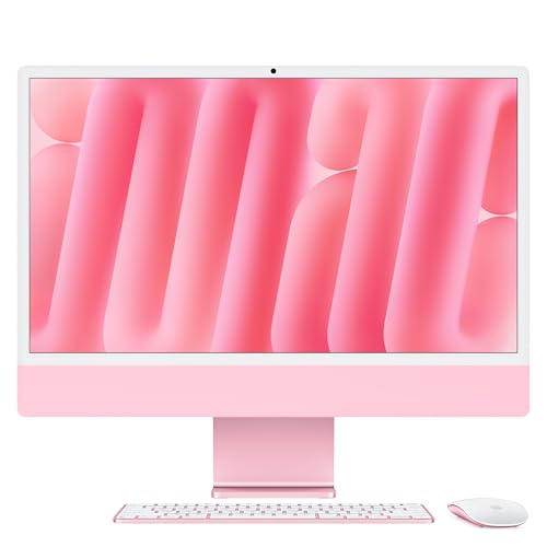 Apple iMac All-in-One Desktop-Computer mit M4 Chip mit 10 Core CPU und 10 Core GPU: 24" Retina Display, 16 GB gemeinsamer Arbeitsspeicher, 256 GB SSD Speicher, passendes Zubehör; Rosé von Apple