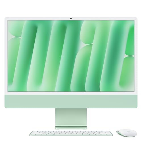 Apple iMac All-in-One Desktop-Computer mit M4 Chip mit 10 Core CPU und 10 Core GPU: 24" Retina Display, 16 GB gemeinsamer Arbeitsspeicher, 512 GB SSD Speicher, passendes Zubehör; Grün von Apple