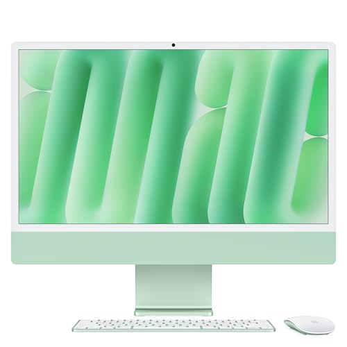 Apple iMac All-in-One Desktop-Computer mit M4 Chip mit 8 Core CPU und 8 Core GPU: 24" Retina Display, 16 GB gemeinsamer Arbeitsspeicher, 256 GB SSD Speicher, passendes Zubehör; Grün von Apple
