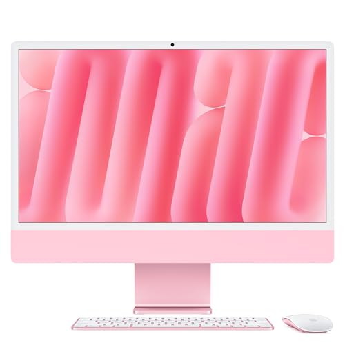 Apple iMac All-in-One Desktop-Computer mit M4 Chip mit 8 Core CPU und 8 Core GPU: 24" Retina Display, 16 GB gemeinsamer Arbeitsspeicher, 256 GB SSD Speicher, passendes Zubehör; Rosé von Apple