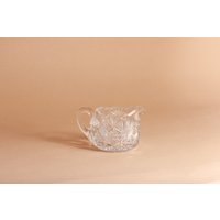 70Er Jahre Klar Glas Kleine Kurze Geätzte Krug von BranchesVintage