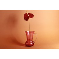70Er Jahre Vintage Rose Rosa Krug Glasvase Mit Griff von AppleBranchesVintage