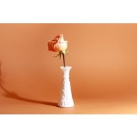 70Er Jahre Vintage Weiße Milch Glas Geätzt Glänzend Vase von BranchesVintage