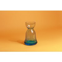 80Er Jahre Blau Hourglass Einzigartige Minimale Farbige Glasvase von AppleBranchesVintage