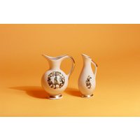 Set Von 2 80Er Jahre Weißgold Krug Kleine Keramik Vasen von AppleBranchesVintage