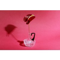 Vintage 50Er Jahre Klar Midcentury Geätzt Minimalismus Glas Vase Krug von AppleBranchesVintage