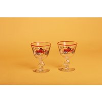 Vintage Set Von 2 50Er 1899 Packard Classic Car Novelty Klarglas Cocktail Gläser von AppleBranchesVintage