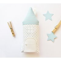 Individuells Geschenk Für Kinder Zahnfee Kissen Haus, Blau, Sternen Stoff, Familien Tradition, Andenken, Notizkissen von AppleWhite