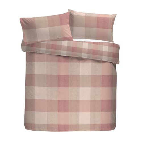 Appletree Hygge Bettwäsche-Set für Doppelbett, 100% gebürstete Baumwolle, 200 x 200 cm, Natur, Karomuster, wendbares Design von Appletree Hygge