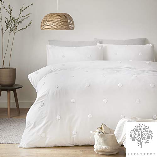Appletree Dot Garden Bettbezug-Set, Baumwolle, Weiß mit weißen Punkten, Einzelbett von Appletree