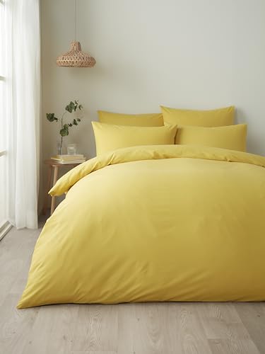 Appletree Gelbes Bettbezug-Set – Einzelbett-Bettwäsche (140 x 200 cm) – Hellgelb, einfarbiger Bettbezug – weich und luxuriös, 100% Baumwolle von Appletree