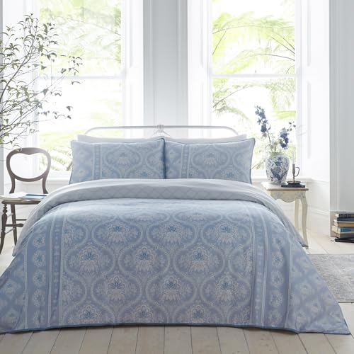 Appletree Heritage Alexia Bettbezug-Set, 100% Baumwolle, Doppelbett, Blau von Appletree