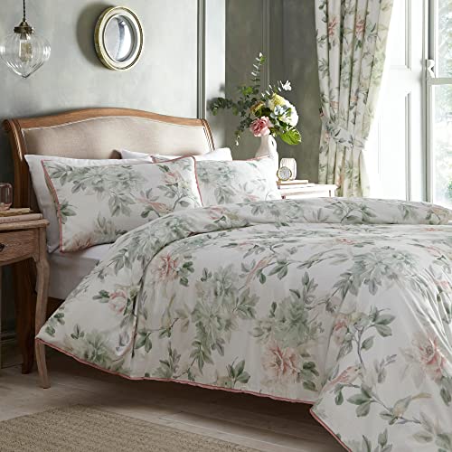 Appletree Heritage – Campion – Bettwäsche-Set aus 100% Baumwolle – King-Size-Bett in Grün/Koralle von Appletree