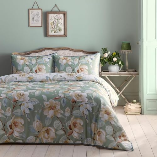 Appletree Heritage Eleanor Bettbezug-Set, 100% Baumwolle, Kingsize-Bett, Grün von Appletree