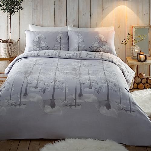 Appletree Hellgraues Bettbezug-Set mit Waldbäumen, Einzelbett (140 x 200 cm), superweiche 100% gebürstete Baumwolle, Winterbäume-Bettwäsche, Schneewald-Muster, Alaska-Kollektion Appletree Hellgraues Bettbezug-Set mit Waldbäumen, Einzelbett (140 x 200 cm), superweiche 100% gebürstete Baumwolle, Winterbäume-Bettwäsche, Schneewald-Muster, Alaska-Kollektion von Appletree