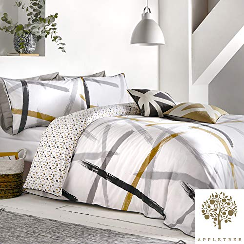 Appletree - Leda, 100% Baumwolle, Grau & Ocker, Duvet Cover Set: Single von Appletree