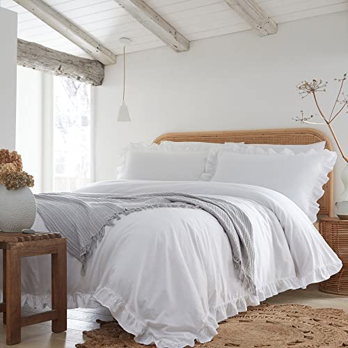 Appletree Loft — Cassia Frill — Bettbezug-Set aus 100% Baumwolle — Einzelbettgröße, weiß von Appletree