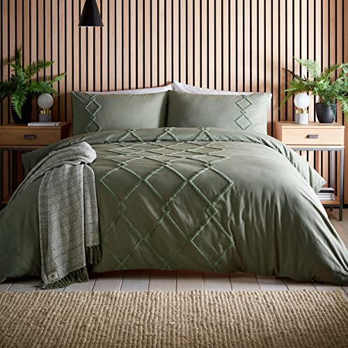 Appletree Loft – Kojo – Bettwäsche-Set, 100% Baumwolle, Super-King-Size-Bett, Khaki von Appletree