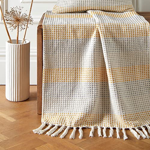 Appletree Loft Reva Tagesdecke, 100% recycelte Baumwolle, 130 x 180 cm, Ocker von Appletree