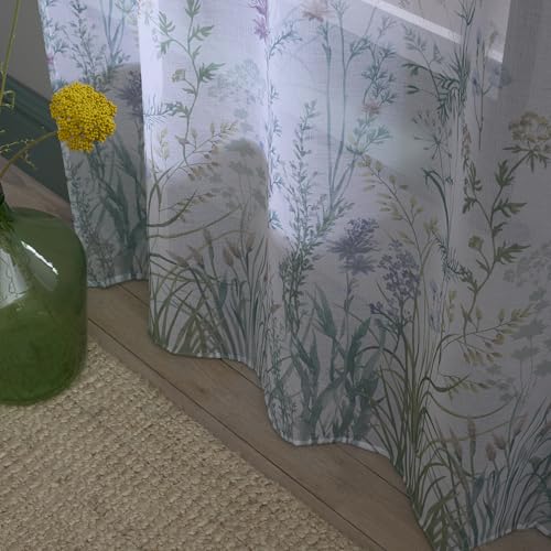 Appletree Meadow Single Scheibengardine für Fenster B 55 x L 54 (140 x 137 cm) - Voile Vorhang für Schlafzimmer/Wohnzimmer - Floral Voile Sheer Vorhang - Weiß Floral Sheer Vorhang von Appletree