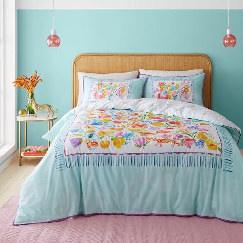 Appletree Style – Festival – Bettbezug-Set aus 100% Baumwolle – Doppelbett-Größe in Enteneiblau von Appletree