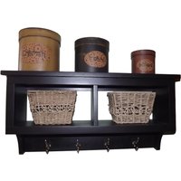 2 Cubby Wandregal Landhaus Regal Für Körbe Bad Oder Eingangsbereich W Haken 30 "Breit Schwarz - Und Mit Kleiderhaken von AppletreeWoodcrafts