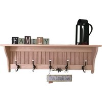 Wandgarderobe Aus Eiche Mit Antiken Messing - Und Porzellanhaken von AppletreeWoodcrafts