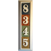 4 Haus - Oder Privatadresse Als Plakette Mit Fliesen. Wetterfeste Pvc-Konstruktion, Vertikal. Ihre Wahl Der Farben von ApplewoodPottery