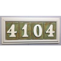 Gerahmtes Adresszeichen. 4 Nummer Seagreen Angezeigt. Wetterfeste von ApplewoodPottery