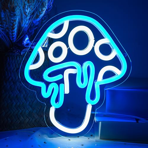 Pilz Neon Zeichen für Wand Dekor Pilz Neon Licht Led Pilz Neon Nachtlicht Wandkunst Blauer Pilz Neon Zeichen für Schlafzimmer Dekor Geschenk für Mädchen Kinder (XD010) von Appneon