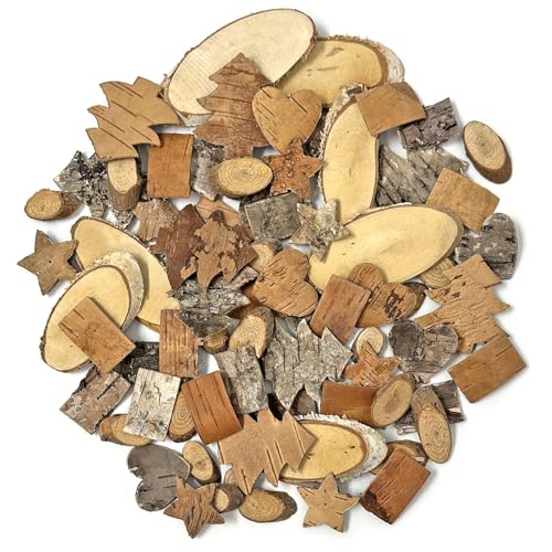 73 Stück Adventskranz Deko, Weihnachten Deko,Streudeko Weihnachten mit Holzscheiben und Baumrinde, Weihnachtsbaum, Sterne, Herzen, Schneeflocken Weihnachtsdekoration, Weihnachtsschmuck von Apragaz