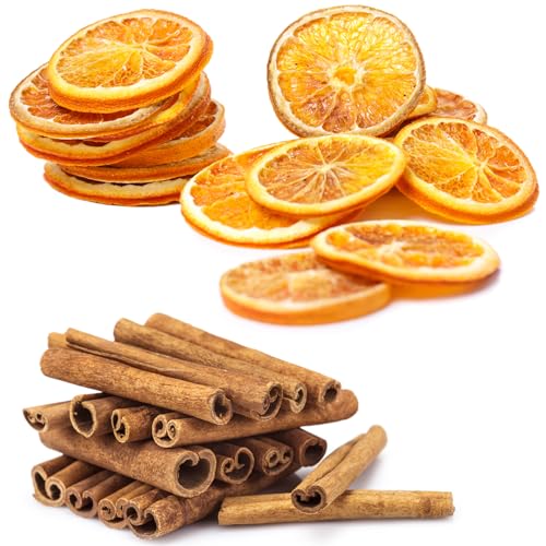 Weihnachtskranz Deko, 20 x Getrocknete Orangenscheiben und 20 x Zimtstangen, NatüRliche Orangenscheiben Zimtstangen für Weihnachtsdeko Weihnachten Potpourri Zum Basteln Weihnachten Adventskranz von Apragaz